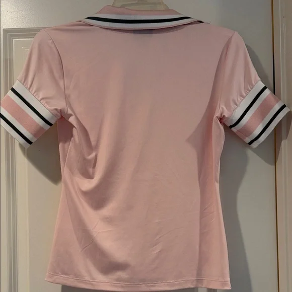 Light Pink Short Sleeve Polo Tee with Contrast Trim - Picture 5 of 6